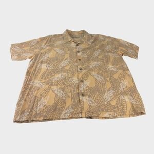 Vintage Orvis Latitudes Mens XL Button Up Shirt AOP Fish Print Short Sleeve